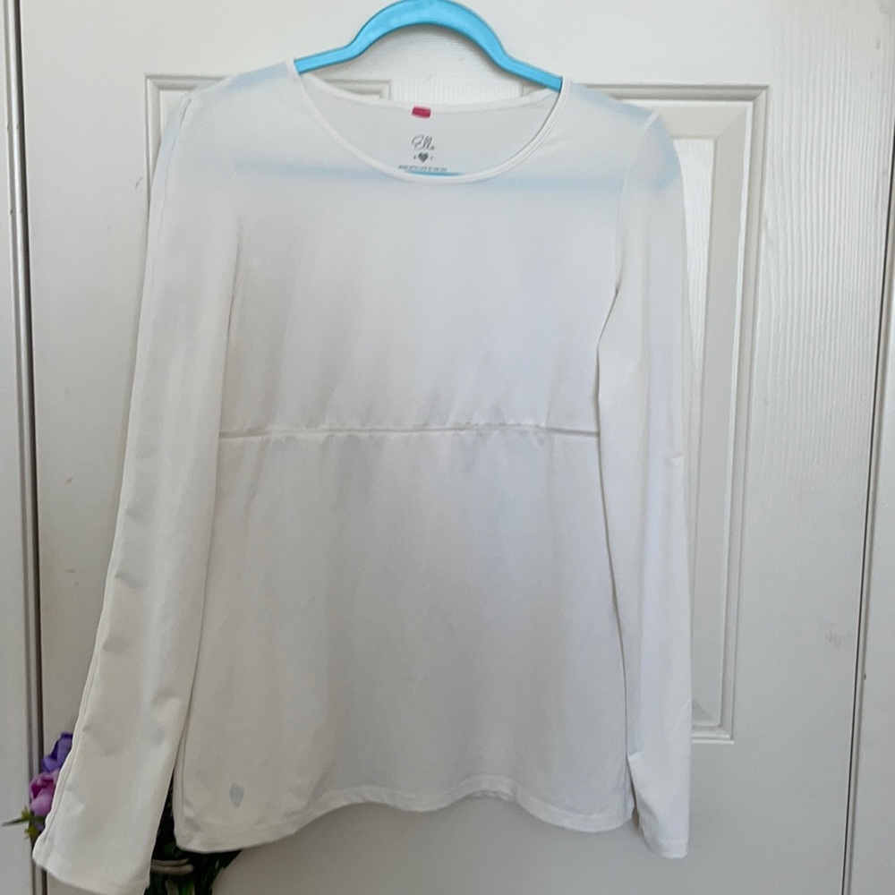 Ellie white long sleeve see through sports tee
